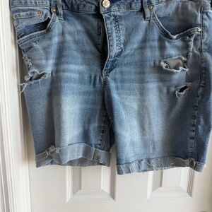 Seven 7 Jeans Denim Shorts Super Distressed Stretchy Size 16